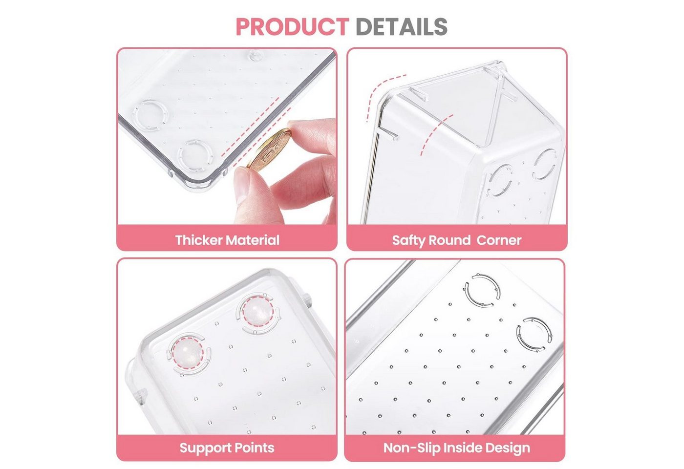 House Day Organizer Schubladen Organizer Set, 4 Größen, für Bad, Küche & Kosmetik (24 St), Schminktisch Organizer, Klar Kunststoff – Bild 5 von 5
