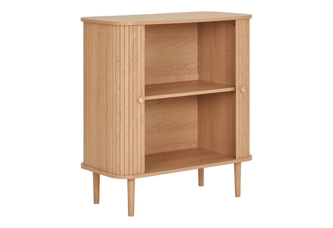 House Nordic Kommode 2 Lammelen-Schiebetüren, 1 Boden, in eichefarbig - 40x87x80 (BxHxT) – Bild 5 von 5