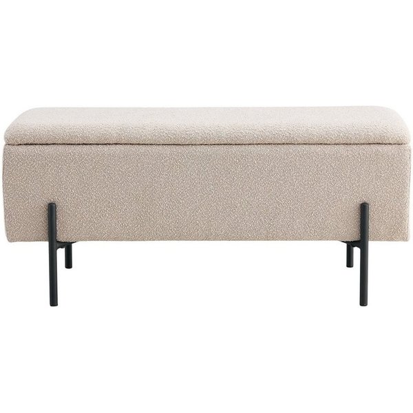 House Nordic Truhenbank in Beige, Stoff - 95x46x36,5cm (BxHxT)