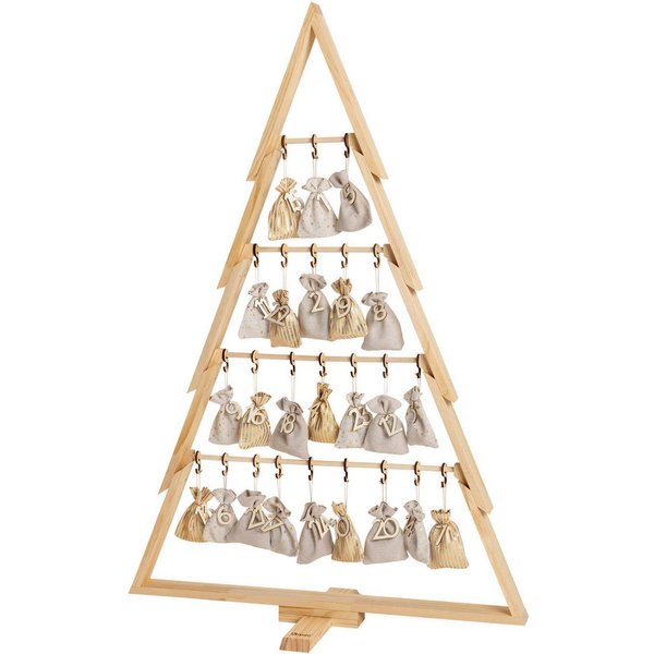 howa befüllbarer Adventskalender, Deko Weihnachtsbaum XXL aus Holz mit Adventskalender zum Befüllen