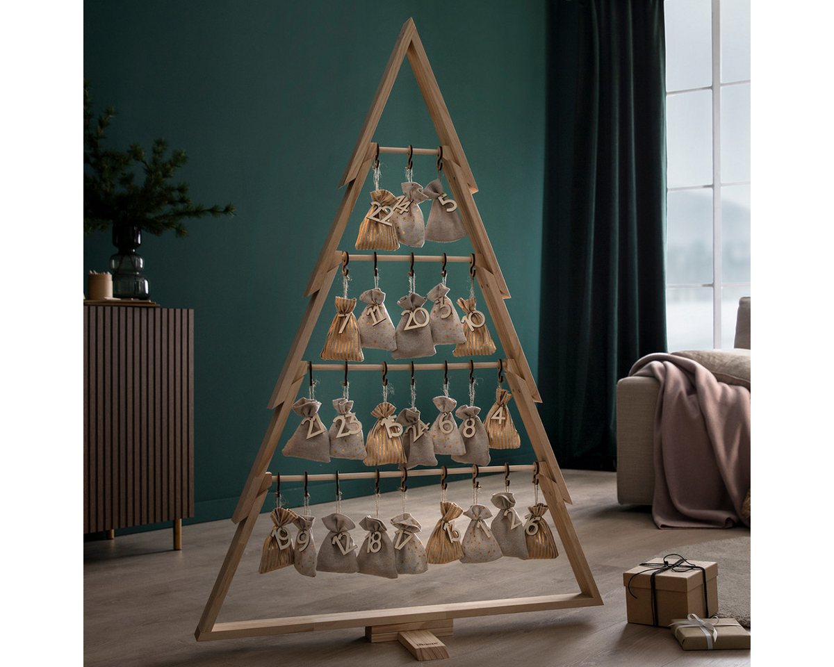 howa befüllbarer Adventskalender, Deko Weihnachtsbaum XXL aus Holz mit Adventskalender zum Befüllen – Bild 2 von 5