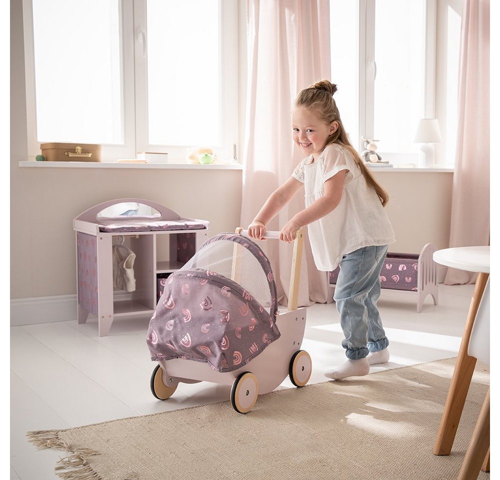 howa Puppenwagen rainbow, aus Holz mit faltbarem Verdeck – Bild 5 von 5