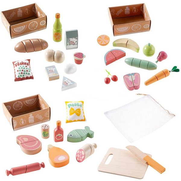 howa Spiellebensmittel, aus Holz, Spielzeug Zubehör für Kaufladen und Kinderküche 32 TLG.