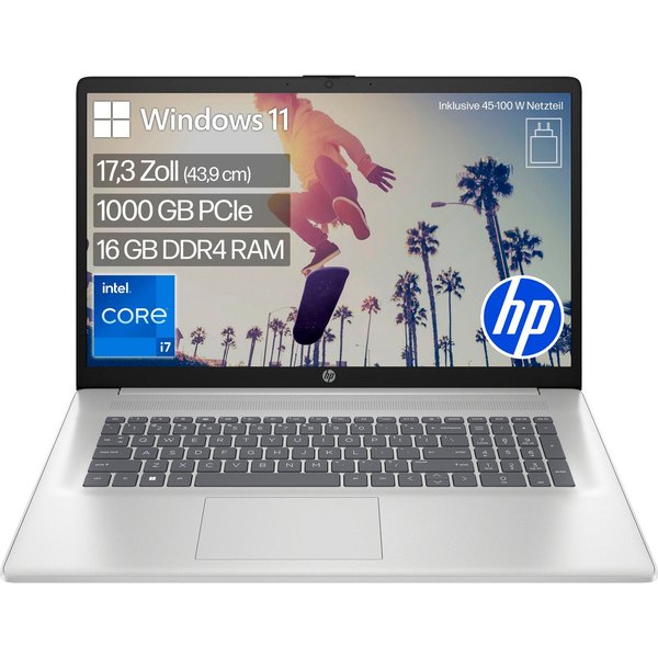 HP 17-cn3676ng Notebook (43,9 cm/17,3 Zoll, Intel Core i7 1355U, Iris Xe Graphics, 16 GB, 1000 GB SSD)