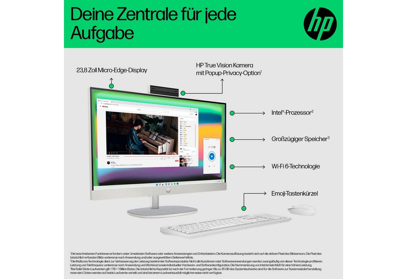 HP 24-cr1201ng All-in-One PC (23,8 Zoll, Intel Core Ultra 5 125U, Intel Internal Graphics, 16 GB RAM, 512 GB SSD) – Bild 3 von 5