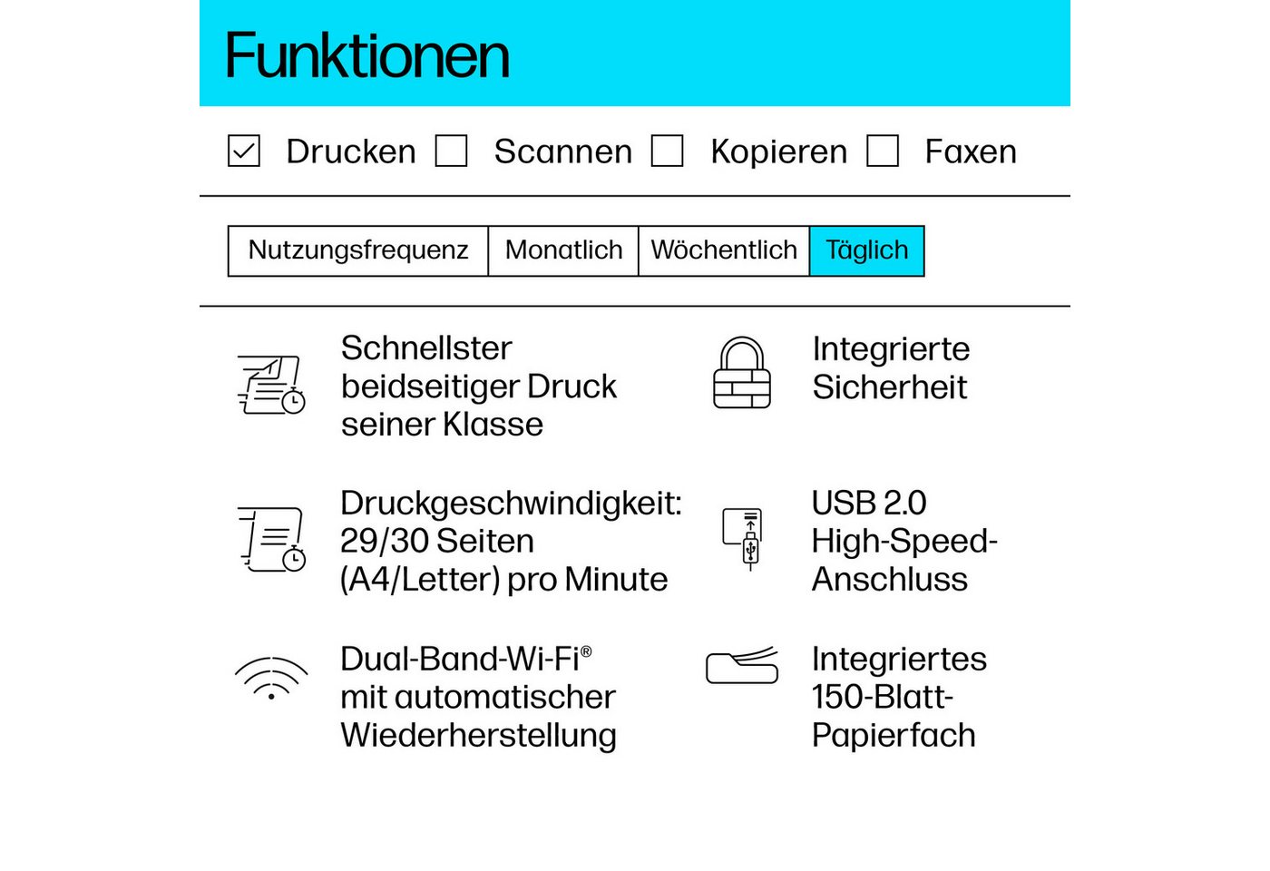 HP LaserJet M209dw Schwarz-Weiß Laserdrucker, (WLAN (Wi-Fi), Bluetooth, LAN (Ethernet), Wi-Fi Direct) – Bild 3 von 5