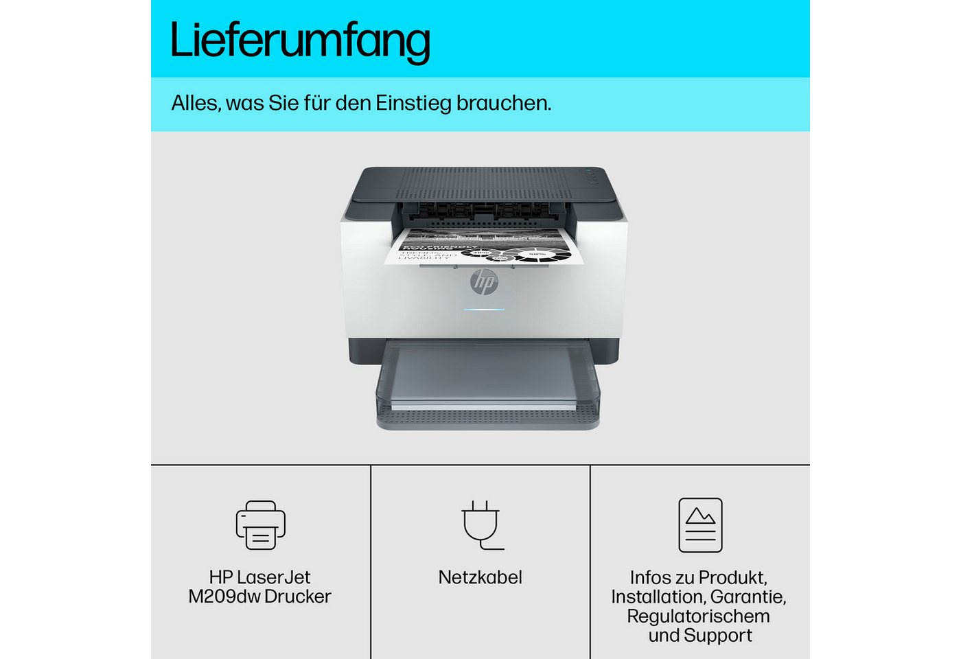 HP LaserJet M209dw Schwarz-Weiß Laserdrucker, (WLAN (Wi-Fi), Bluetooth, LAN (Ethernet), Wi-Fi Direct) – Bild 4 von 5