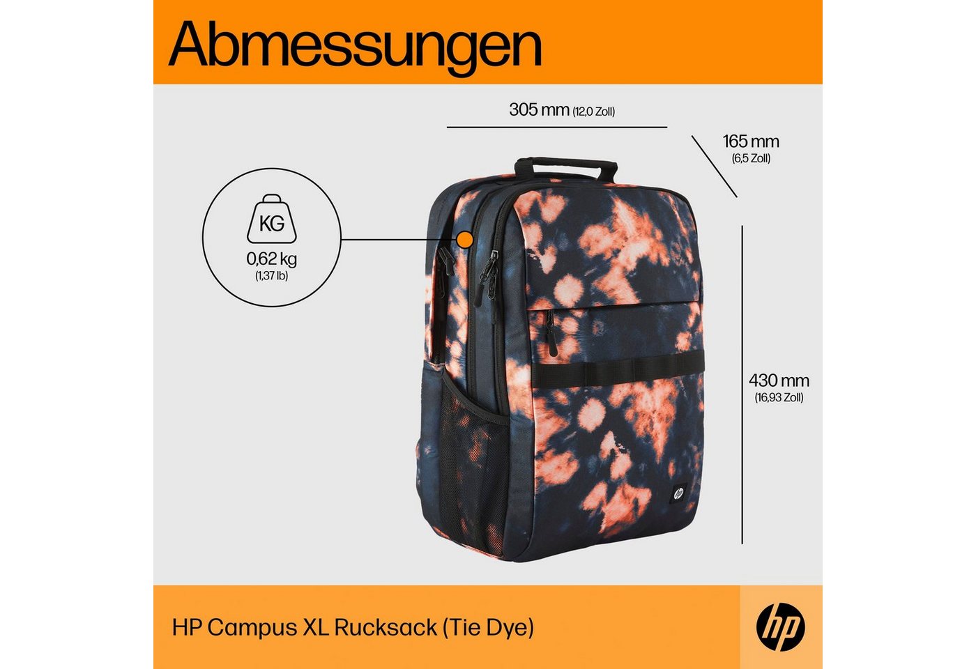 HP Notebook-Rucksack Campus XL (Tie Dye) – Bild 4 von 5