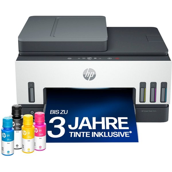 HP Smart Tank 7605 Multifunktionsdrucker, (WLAN (Wi-Fi), Bluetooth, LAN (Ethernet), Bis zu 50€ Cashback sichern! Nur bis zum 31.10.2026)