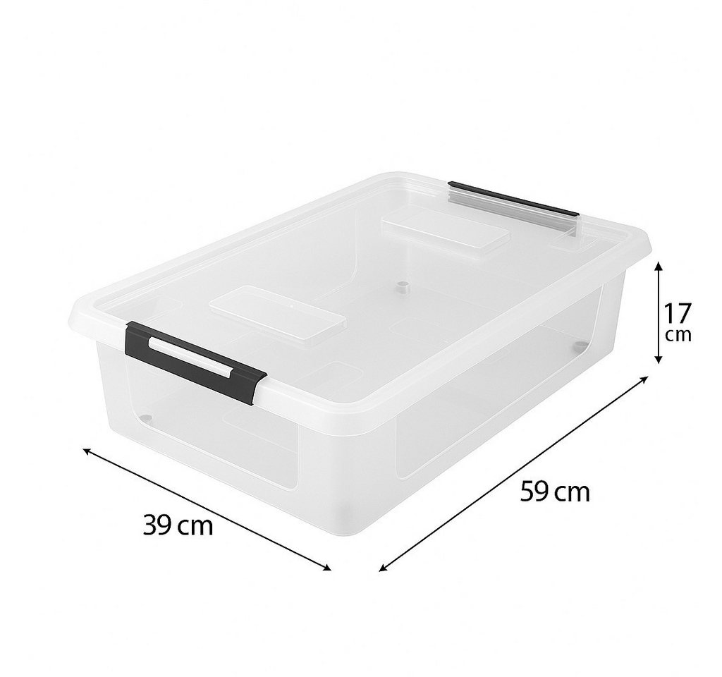 hrb Unterbettkommode transparente Aufbewahrungsbox Rollbar Unterbettbox mit Deckel Click (1 St) – Bild 2 von 4