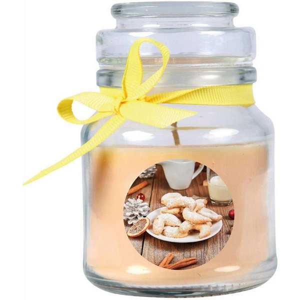 HS Candle Duftkerze (Dekokerze, 1-tlg), Weihnachten - Kerze im Bonbon Glas, Kerze mit Weihnachts - Motiv
