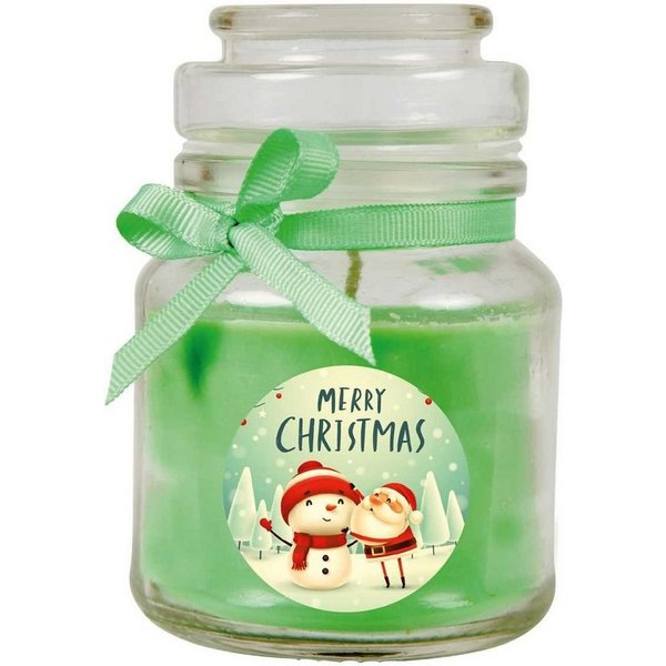 HS Candle Duftkerze (Dekokerze, 1-tlg), Weihnachten - Kerze im Bonbon Glas, Kerze mit Weihnachts - Motiv