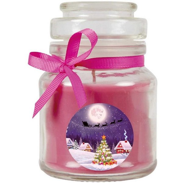 HS Candle Duftkerze (Dekokerze, 1-tlg), Weihnachten - Kerze im Bonbon Glas, Kerze mit Weihnachts - Motiv