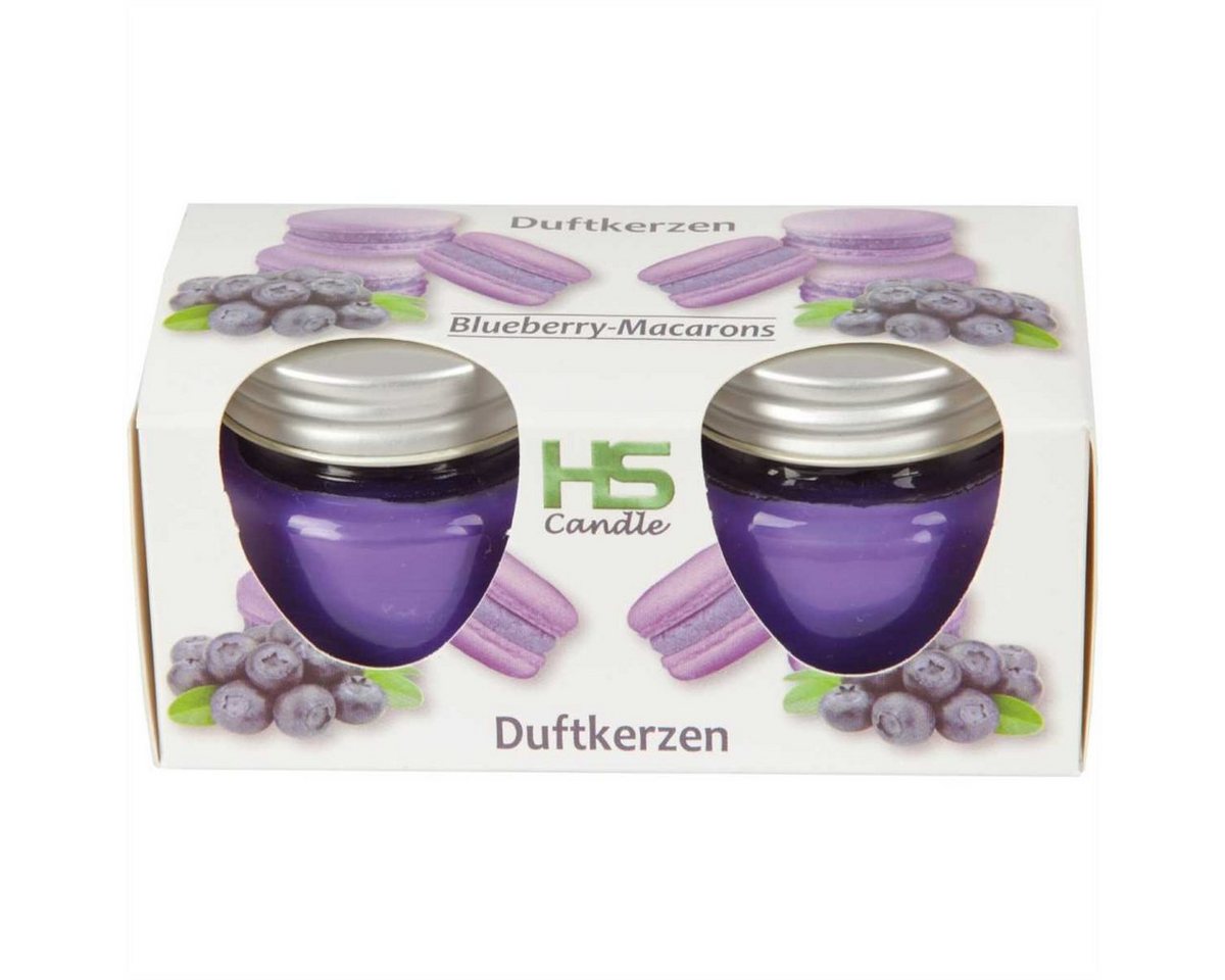 HS Candle Duftkerze mit Deckel, besondere Duftwelten (2-tlg), Macaron Blaubeere, fruchtig, Ø6xH5 cm, bis zu 7h Brenndauer je Kerze – Bild 2 von 2