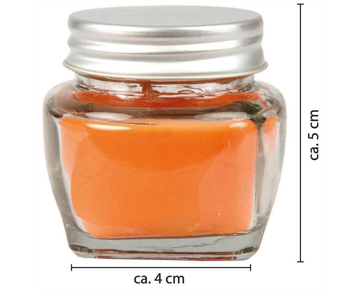 HS Candle Duftkerze mit Deckel, besondere Duftwelten (2-tlg), Macaron Orange, fruchtig, Ø5xH5 cm, bis zu 7h Brenndauer je Kerze – Bild 2 von 3