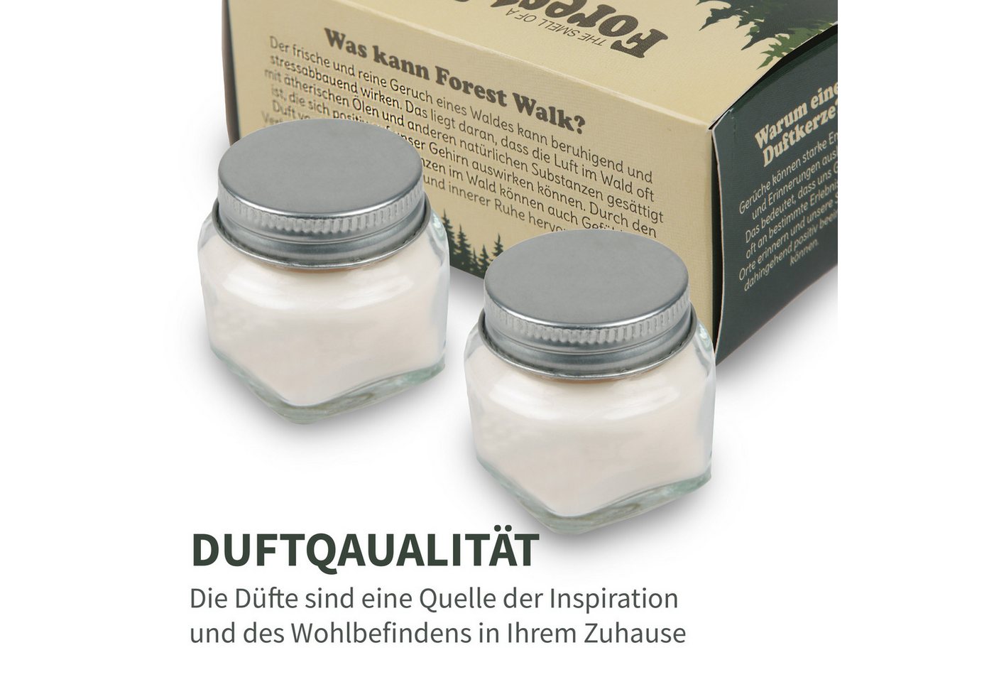 HS Candle Duftkerze mit Deckel, besondere Duftwelten (2-tlg), Forest Walk, frisch & holzig, Ø5xH5 cm, bis zu 7h Brenndauer je Kerze – Bild 2 von 5