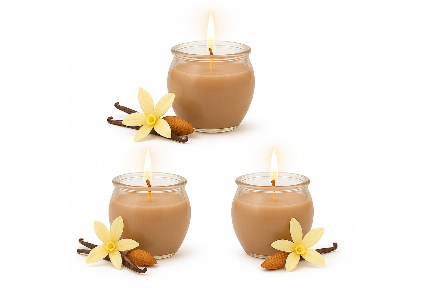 HS Candle Duftkerze Selection Duftmix im Glas (12-tlg), Butterfly, Duftnote Vanille & Mandel, Ø6x6cm, 18h, sanft & süß – Bild 2 von 5