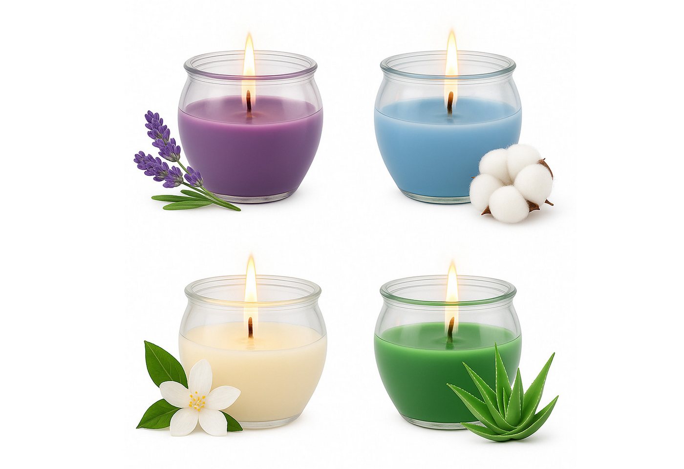 HS Candle Duftkerze Selection Duftmix im Glas (Set, 4-tlg), Floral Selection, Duftnote blumig, Ø6x6cm, 18h, für entspannte Momente – Bild 2 von 5
