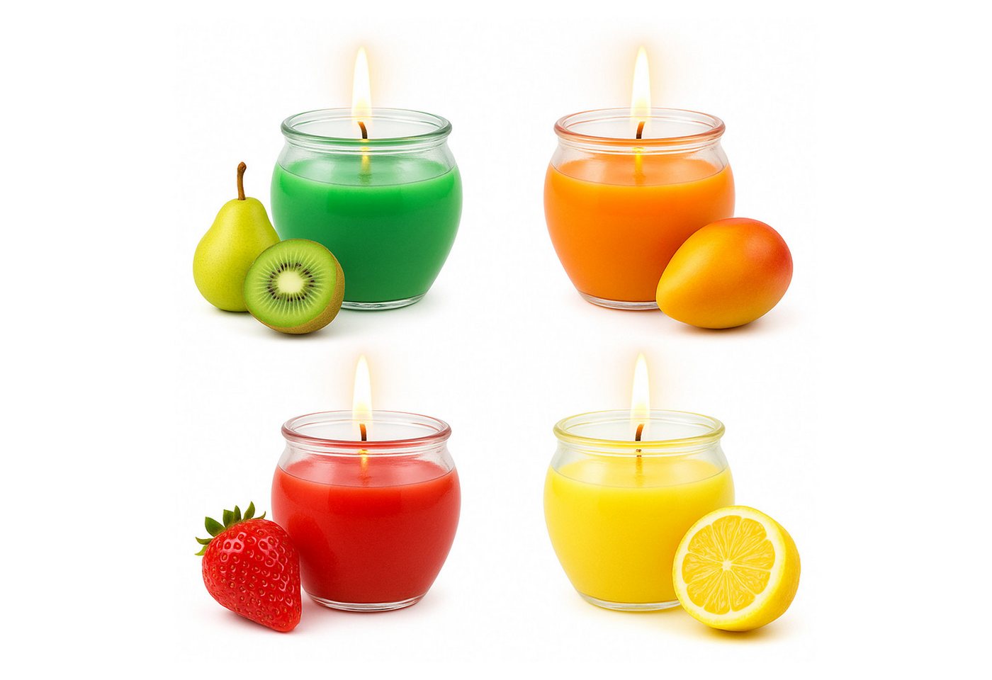 HS Candle Duftkerze Selection Duftmix im Glas (Set, 4-tlg), Fruit Selection, Duftnote fruchtig, Ø6x6cm, 18h, frisch & sommerlich – Bild 2 von 5