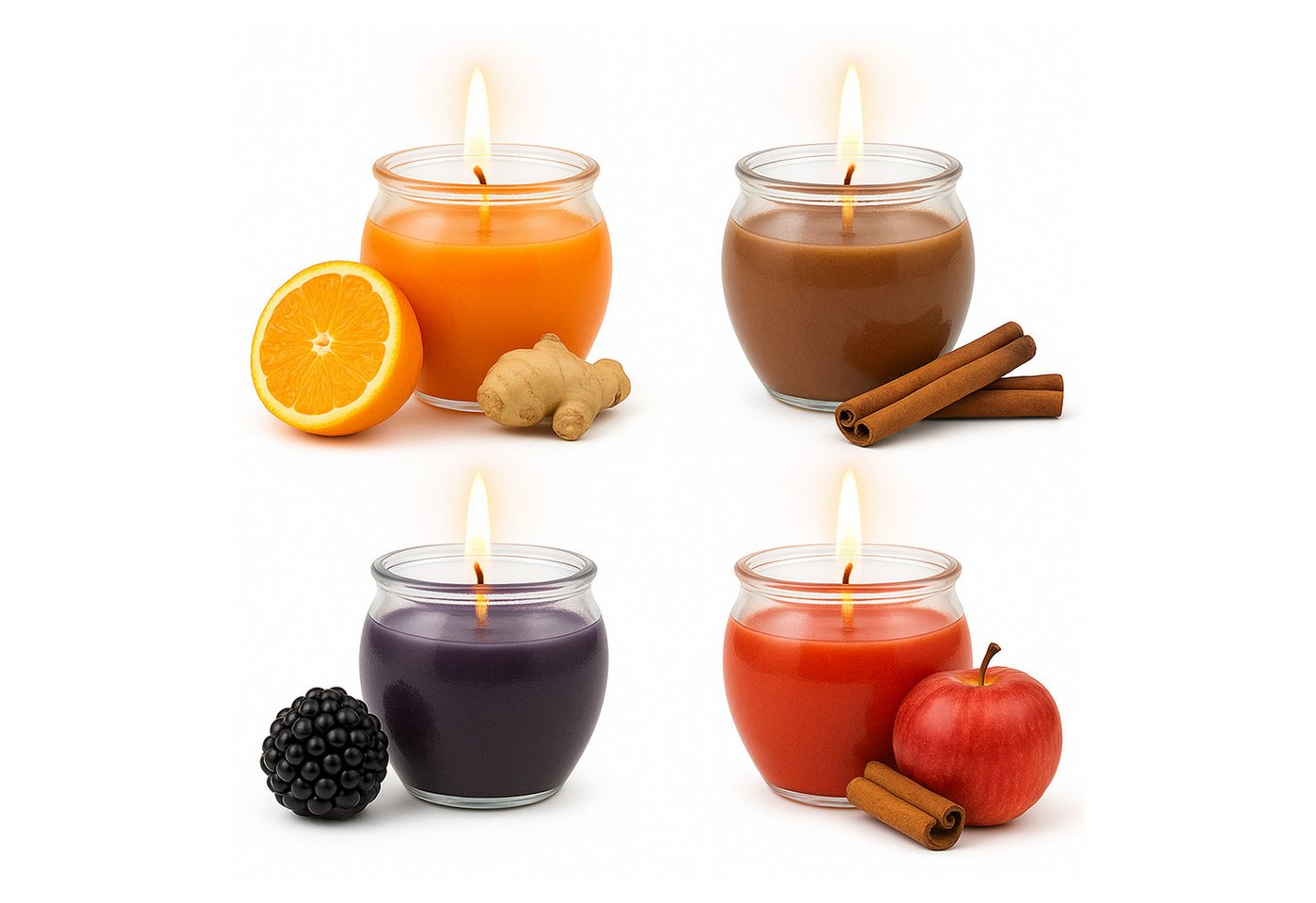 HS Candle Duftkerze Selection Duftmix im Glas (Set, 4-tlg), Winter Spice, Duftnote winterlich süß, Ø6x6cm, 18h, ideal für Advent – Bild 2 von 5