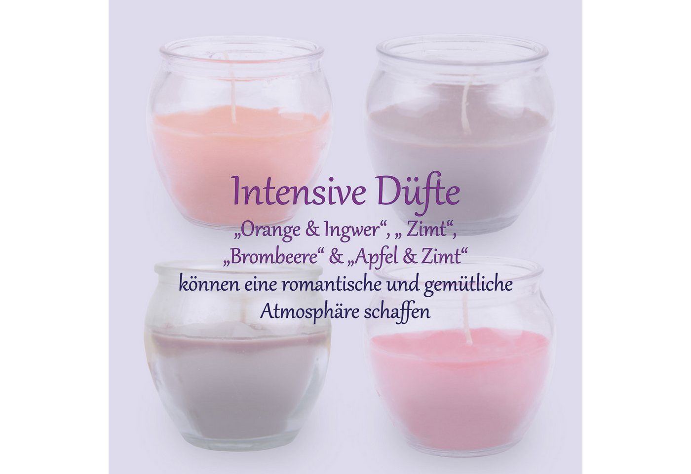 HS Candle Duftkerze Selection Duftmix im Glas (Set, 4-tlg), Winter Spice, Duftnote winterlich süß, Ø6x6cm, 18h, ideal für Advent – Bild 3 von 5