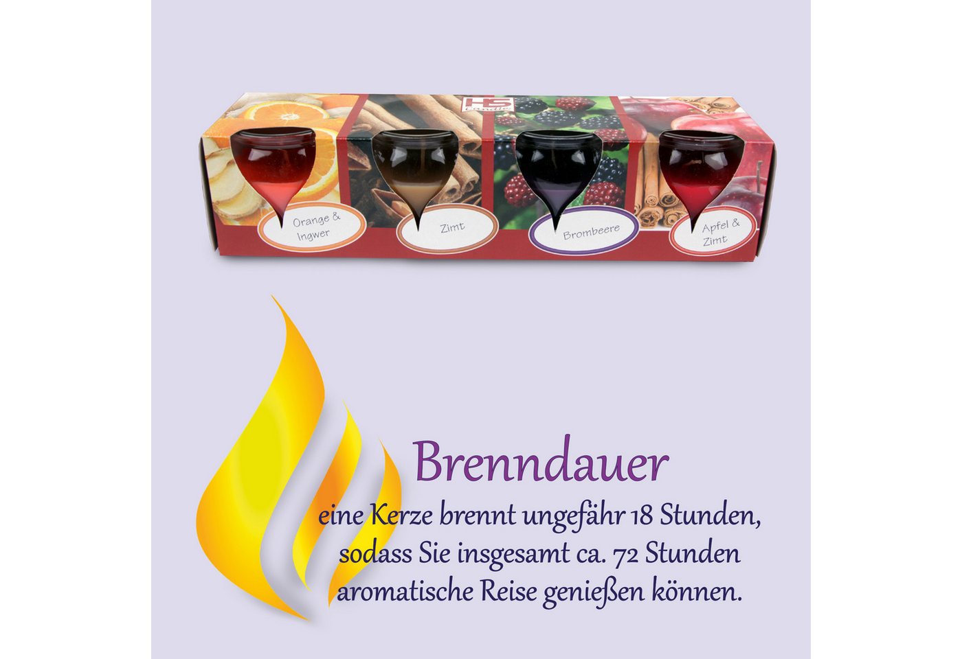 HS Candle Duftkerze Selection Duftmix im Glas (Set, 4-tlg), Winter Spice, Duftnote winterlich süß, Ø6x6cm, 18h, ideal für Advent – Bild 5 von 5