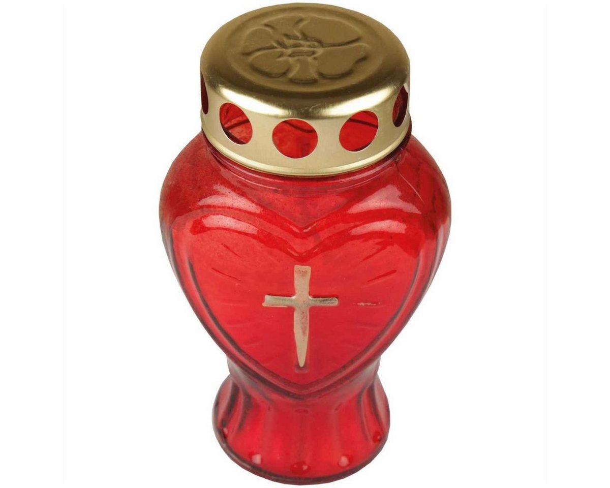 HS Candle Grabkerze (1-tlg), Grabkerze in Herzform mit goldenem Deckel, versch. Farben und Größen – Bild 3 von 5