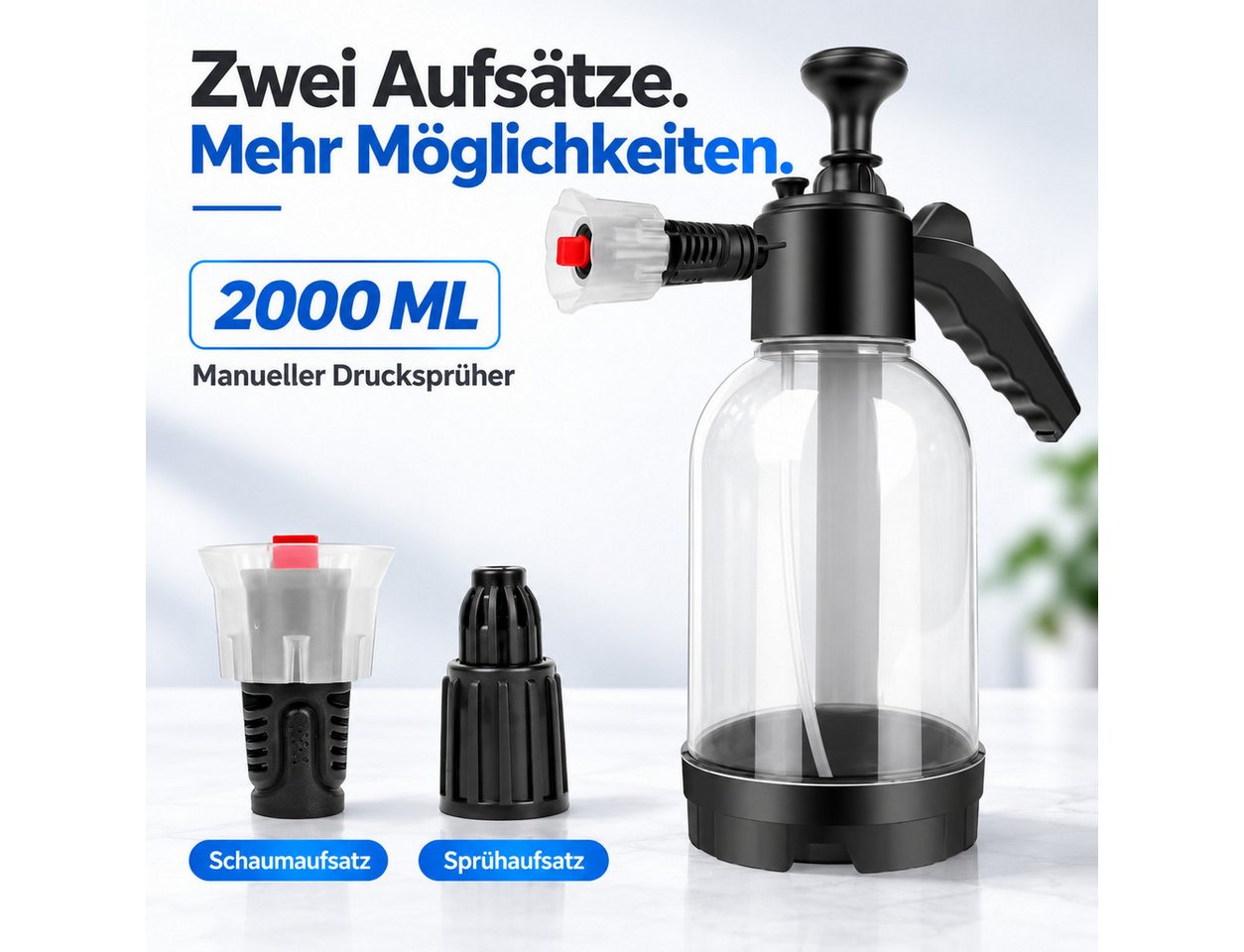 HS.SUPPLY Drucksprühgerät Schaumsprühgerät, Foam Sprayer, Schaumsprüher, Auto Detailing, Mit Überdruckventil, Füllstandsanzeige & verstellbarer Düse, Vorwäsche – Bild 5 von 5