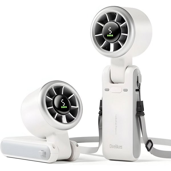HS.SUPPLY Handventilator Handventilator 3-in-1 4000mAh Akku USB-C LED 5 Stufen, 5,6 cm Durchmesser, 3-in-1 Ventilator mit 4000 mAh Akku und LED-Display