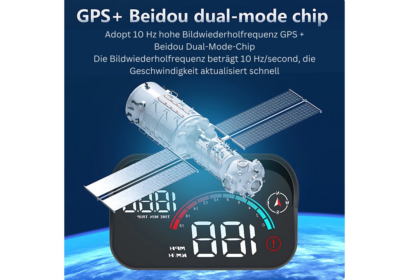 HS.SUPPLY Head Up Display HeadUp Display - Universal Nachrüstsatz Kabellose Datenübertragung, 3,50 " Display, Geschwindigkeit und Drehzahlmesser, Automatische H – Bild 4 von 5
