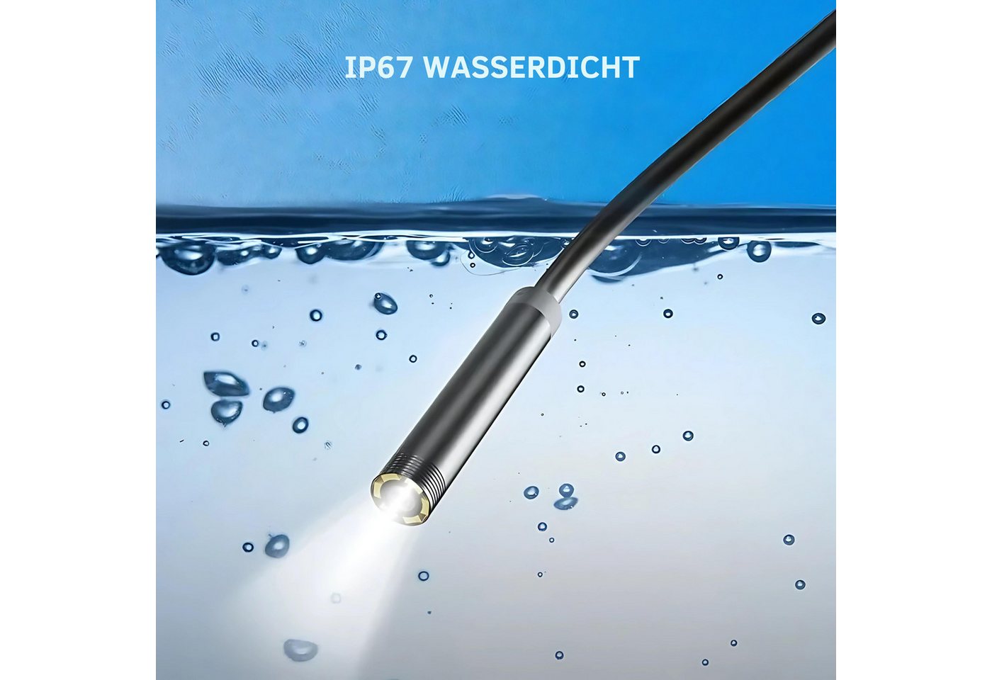 HS.SUPPLY KFZ Endoskopkamera, Handy Endoskop Kamera, KFZ Endoskop Inspektionskamera (wasserdicht, integrierte Beleuchtung, Mit integriertem Magnet) – Bild 4 von 5