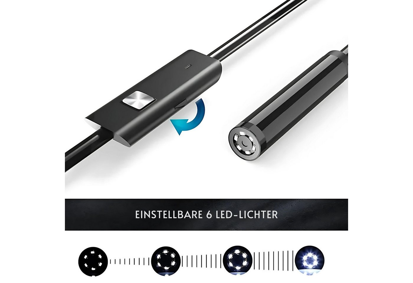 HS.SUPPLY KFZ Endoskopkamera, Handy Endoskop Kamera, KFZ Endoskop Inspektionskamera (wasserdicht, integrierte Beleuchtung, Mit integriertem Magnet) – Bild 5 von 5