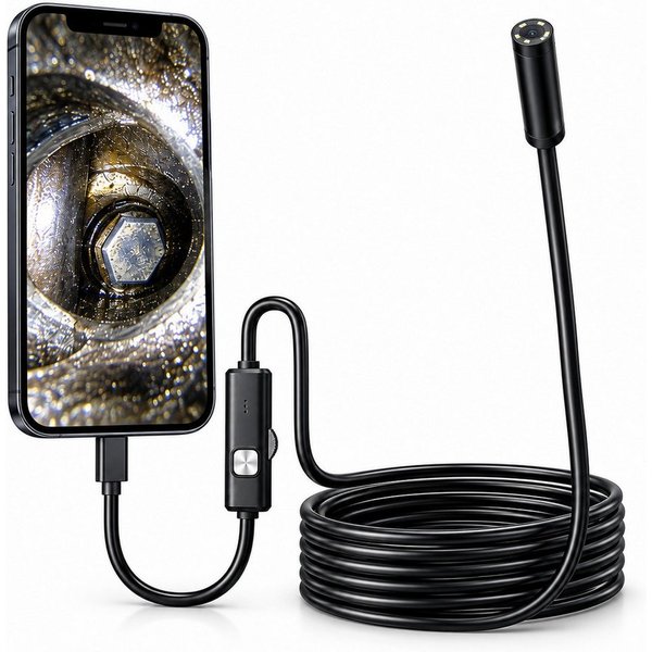 HS.SUPPLY KFZ Endoskopkamera, Handy Endoskop Kamera, Endoskop Inspektionskamera (VGA, Direkt einsatzbereit, IP67-geschützter Kamerakopf, 6 einstellbare LED-Leuc