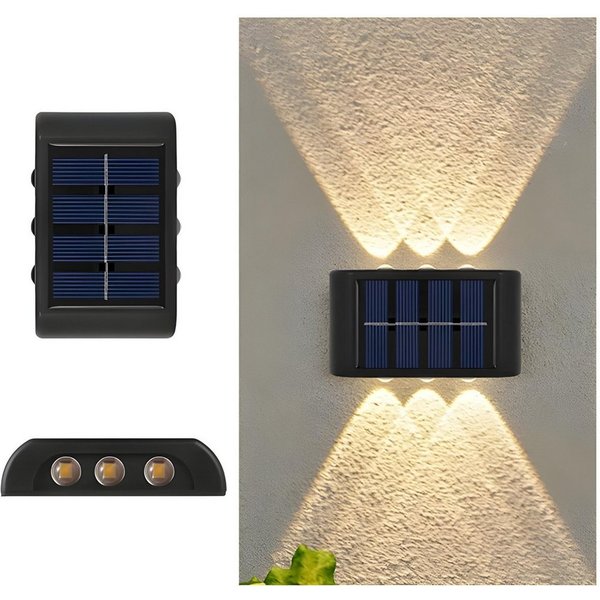HS.SUPPLY LED Außen-Wandleuchte Solar LED Wandleuchte Außen wasserdicht – Up & Down Licht, IP65, LED fest integriert, warmweiß, kaltweiß, Strahlt Licht nach obe