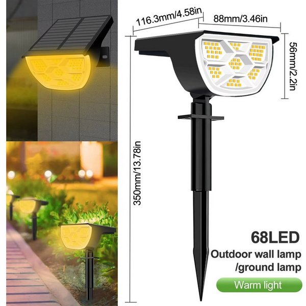 HS.SUPPLY LED Solarleuchte LED Solar Gartenleuchte IP65 mit Erdspieß & Wandhalterung, warmweiß, LED fest integriert, warmweiß, Tageslichtweiß, RGB, Solarbetrieb