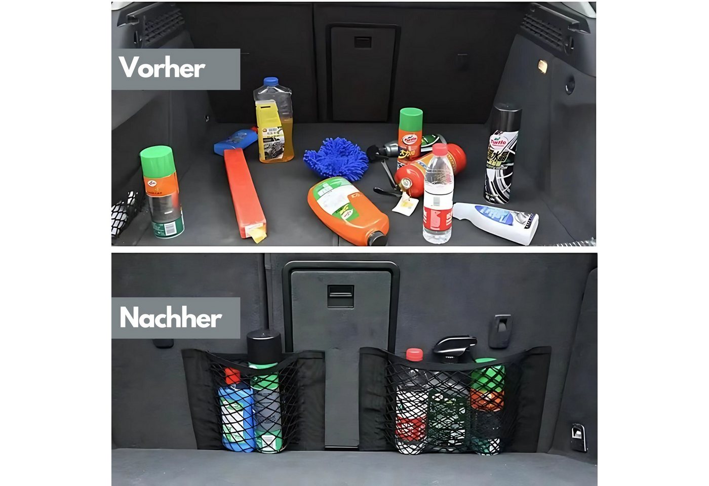 HS.SUPPLY Organizer Auto Netz, Ablagenetz, selbsthaftendes Mesh Netz, Auto Gepäcknetz (Komplettset, 1-tlg), Sichert zuverlässig Ihre Gegenstände, Sich anpassend – Bild 4 von 5