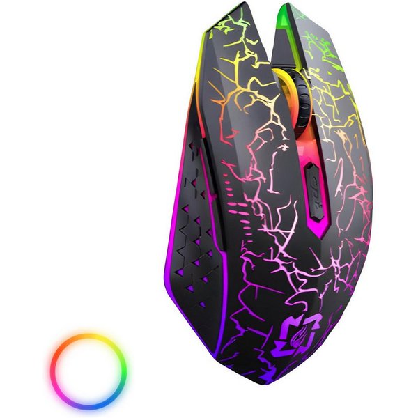 HS.SUPPLY RGB Gaming Maus wireless, Leise & aufladbar Gaming-Maus (Bluetooth, Funk, Einstellbare DPI-Auflösung, RGB Beleuchtung, 6 Tasten)
