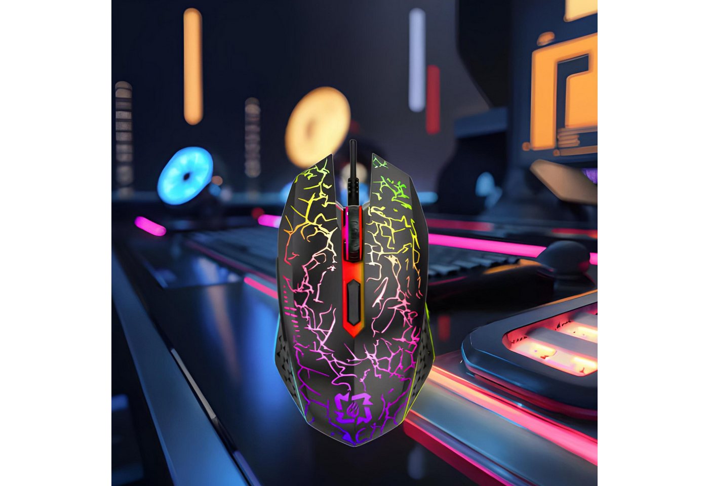 HS.SUPPLY RGB Gaming Maus wireless, Leise & aufladbar Gaming-Maus (Bluetooth, Funk, Einstellbare DPI-Auflösung, RGB Beleuchtung, 6 Tasten) – Bild 3 von 5