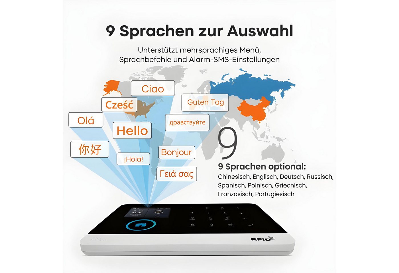 HS.SUPPLY WLAN Alarmanlage Set mit App, Bewegungsmelder & Türsensor Alarmanlage (Smart Alarmanlage mit App, 100 dB Sirene und 24h Akku-Backup) – Bild 5 von 5