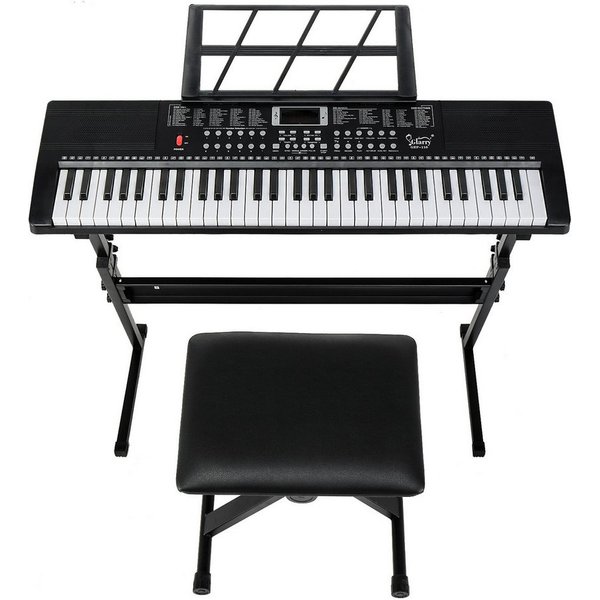 HT Digitalpiano Keyboard Piano 61 Tasten, Digital Piano mit Keyboardständer, 3 Lernmodi für Anfänger