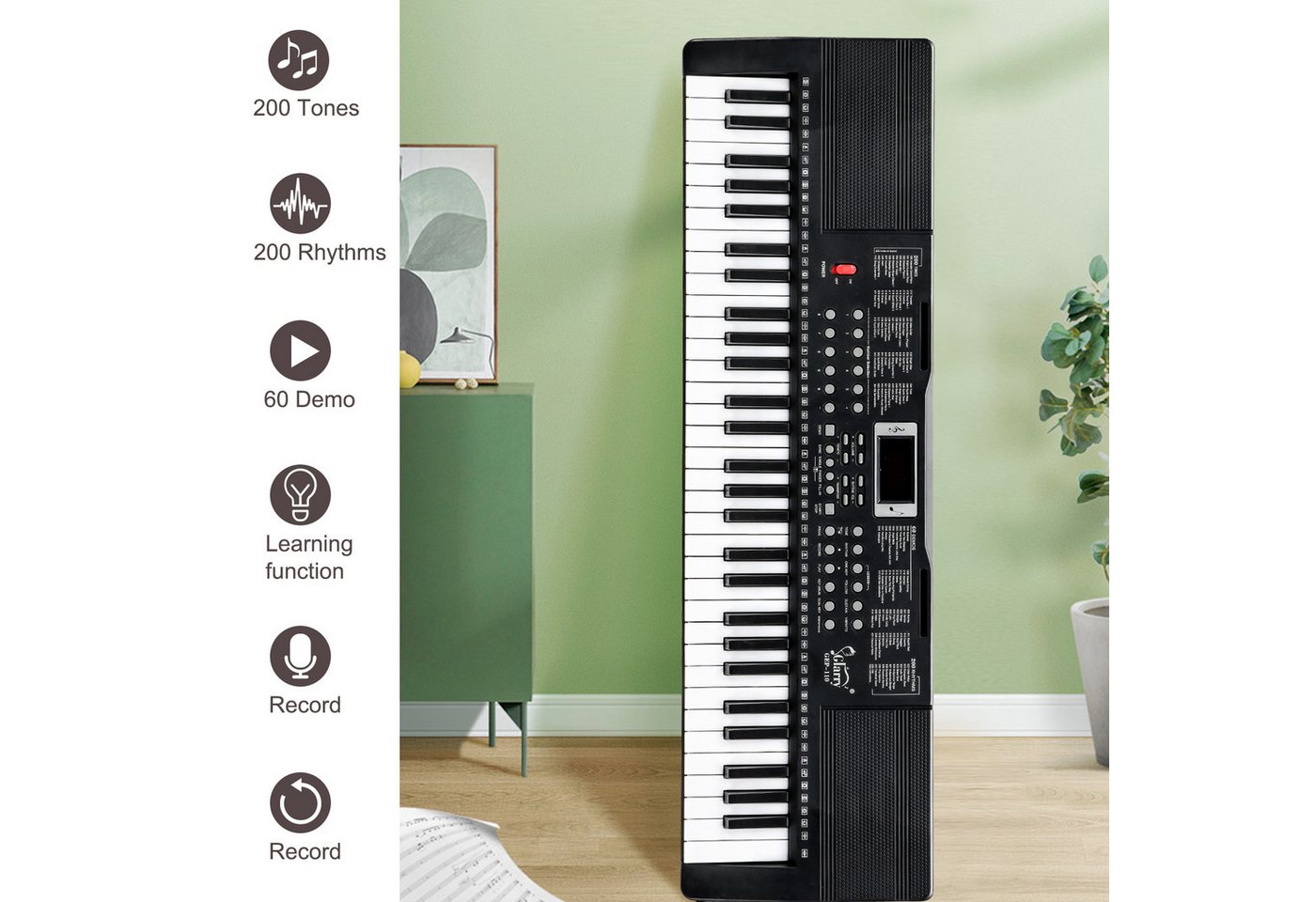 HT Digitalpiano Keyboard Piano 61 Tasten, Digital Piano mit Keyboardständer, 3 Lernmodi für Anfänger – Bild 2 von 5