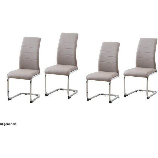 HTI-Line Freischwinger Schwingstuhl 4er Set PU cappuccino SallyC (Set, 4 St), Freischwinger Esszimmerstuhl Kunstleder