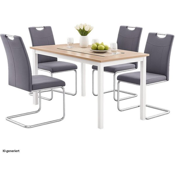 HTI-Line Freischwinger Schwingstuhl KellyC Grau 4er (Set, 4 St), Freischwinger Esszimmerstuhl
