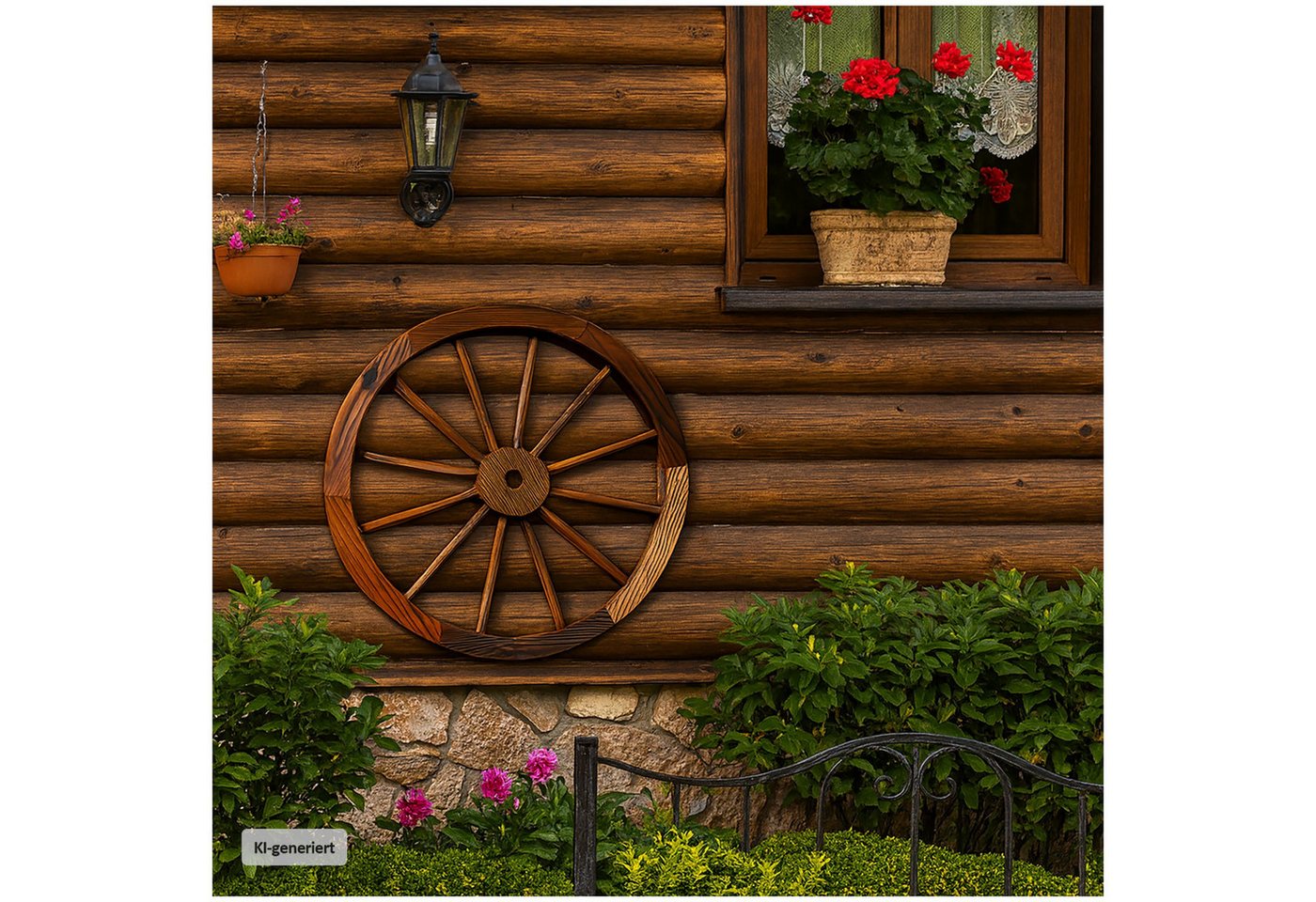 HTI-Line Gartenfigur Wagenrad Sommerset, (Stück, 1 St., 1 Wagenrad), Gartendekoration rustikal – Bild 3 von 5