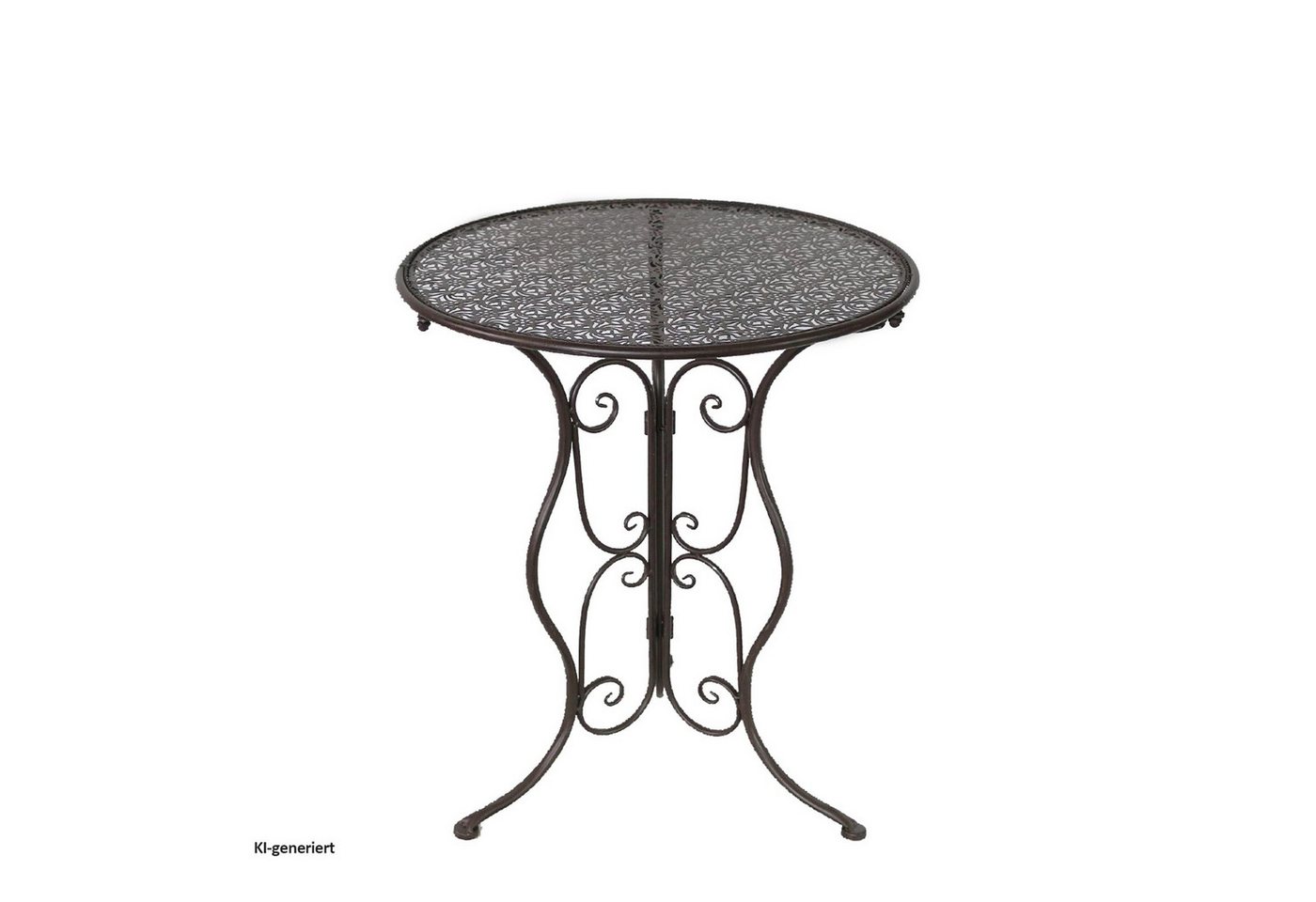 HTI-Line Gartentisch Gartentisch Lani Braun (Stück, 1-St., 1 Gartentisch), Metalltisch nostalgisch Ø 60 cm Braun – Bild 2 von 2