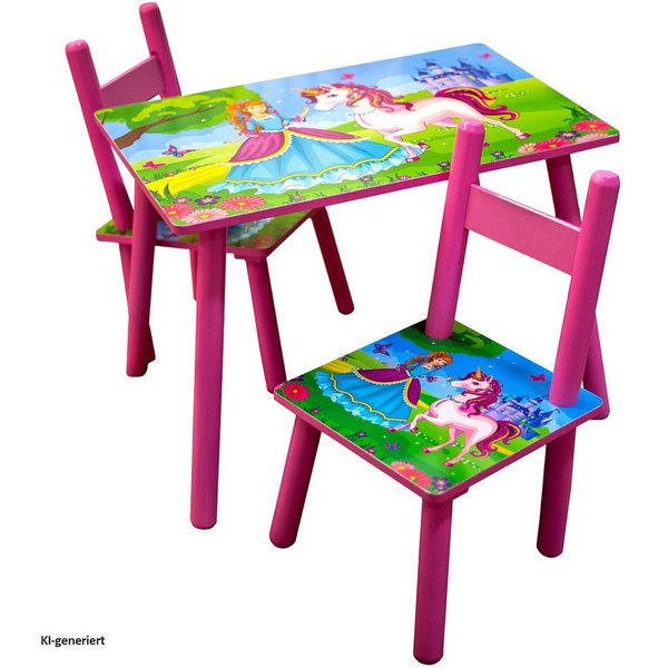 HTI-Line Kindersitzgruppe Kindertischgruppe Einhorn, (Set, 3-tlg., 1 Tisch, 2 Stühle), Kindertisch Kinderstuhl Kindermöbel