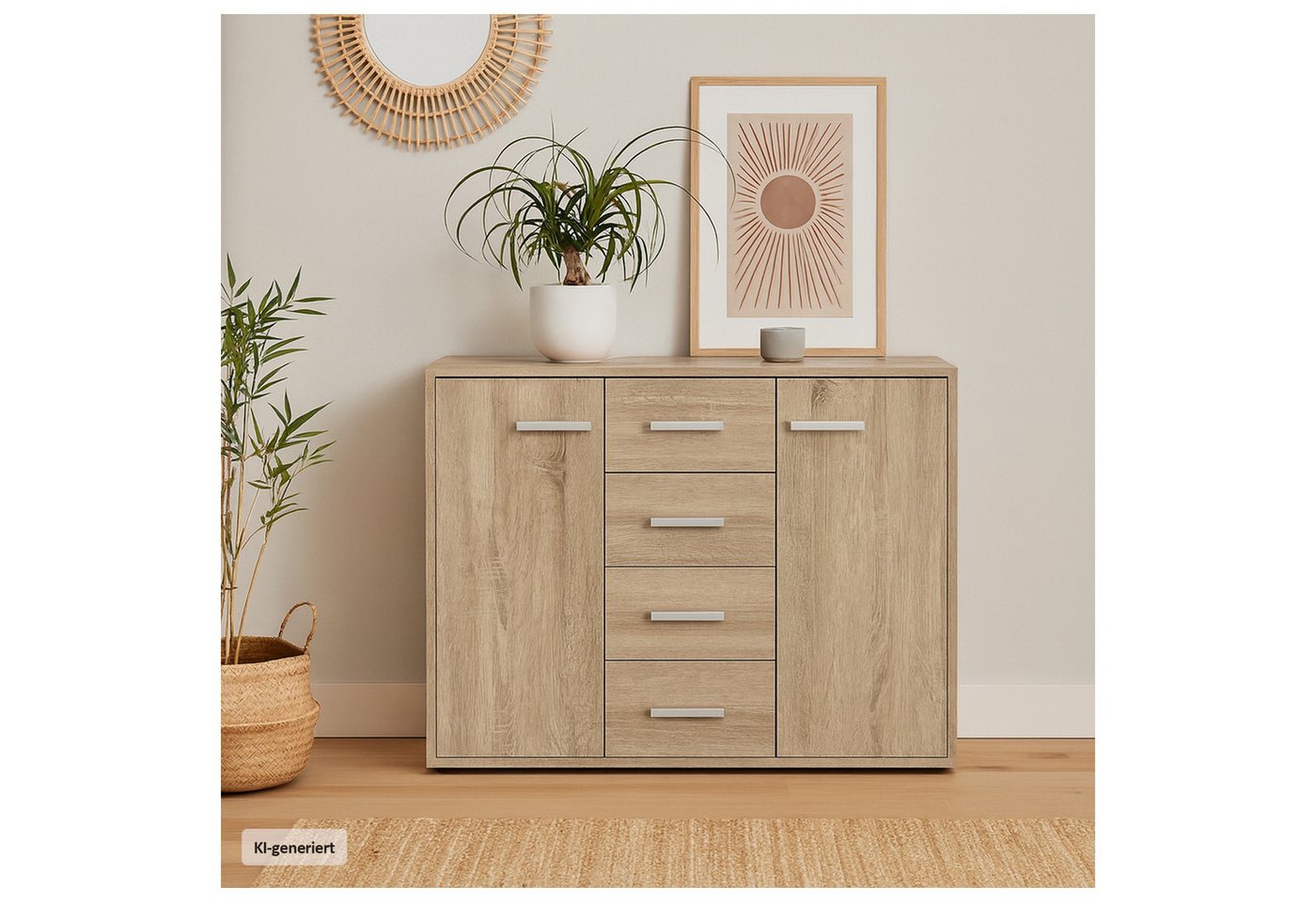 HTI-Line Kommode Kommode Nina mit 4 Schubladen (Stück, 1 St., 1 Kommode), Anrichte Sideboard Schrank – Bild 2 von 3