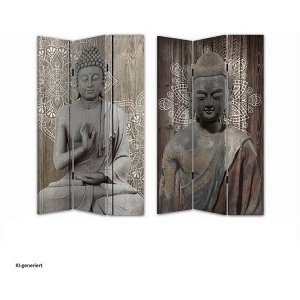 HTI-Line Paravent Paravent Buddha 3 (Stück, 1 St., 1 Paravent), Raumteiler Sichtschutz Trennwand