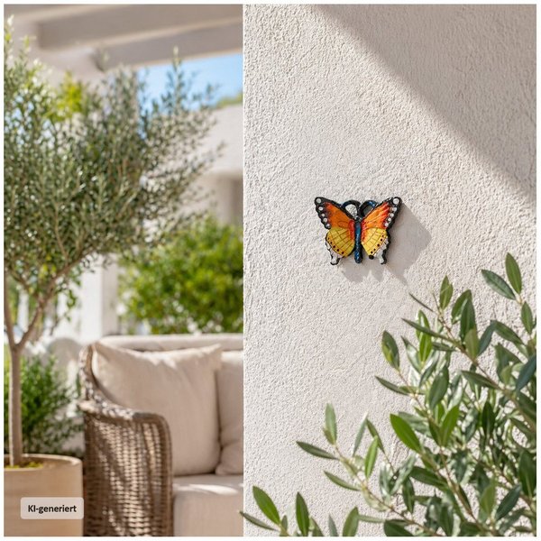 HTI-Line Wanddekoobjekt Schmetterling (Stück, 1 St., 1x Wanddeko Schmetterling, ohne Montagematerial), Wandschmuck Gusseisen Deko Tier Figur Wand Antik-Stil Gar