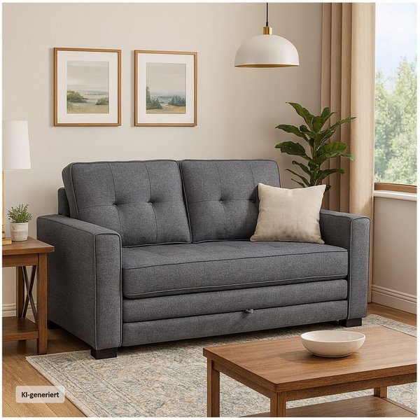 HTI-Living 2-Sitzer Zweisitzer mit Schlaffunktion Hellgrau Azaria, Stück 1 Teile, Schlafsofa Couch